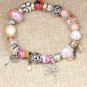 Pink colorful bead flower bracelet