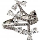 Silver elegant little crystal ring