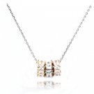 Silver fashion tricolor small circle pendant necklace