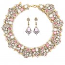 Elegant colorful crystal necklace pendant earrings set