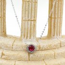 Sterling silver red ocean heart crystal necklace