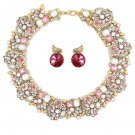 Elegant colorful crystal necklace wings earrings set
