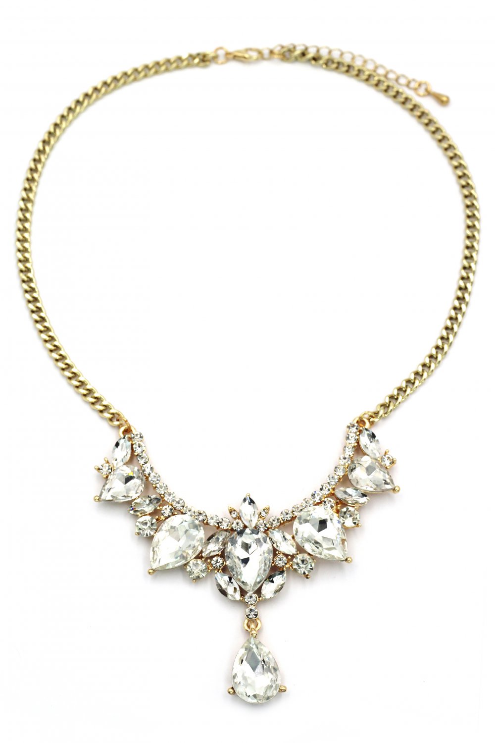 Grayson Gold Pendant Necklace in White Crystal main image 1