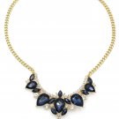 Blue luxury pendant crystal golden necklace