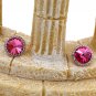 Pink little noble crystal golden rim earrings