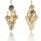 Gold long small leaf earrings