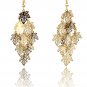 Gold long small leaf earrings
