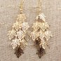 Gold long small leaf earrings