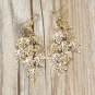 Gold long small leaf earrings