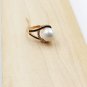 Golden large pearl crystal ring