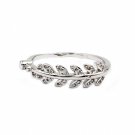 Silver fashion delicate leaf crystal ring