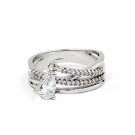Silver fashion multilayer crystal ring
