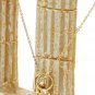 Gold square brand crystal ring necklace