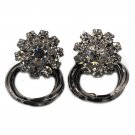 Black fashion able crystal flower and circles earring