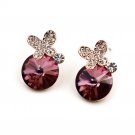 Dark purple lovely flowers crystal earrings