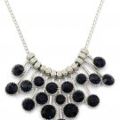 Blue fashion pendant silver circle crystal necklace