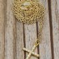 Gold fashion cross crystal pendant necklace