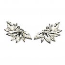 Elegant Maple crystal silver earrings