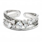 Silver fashion row sparkling crystal ring