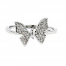 Silver fashion butterfly crystal ring