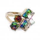 Multicolor colorful phantom crystal cube ring