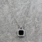Silver green elegant square crystal pendant silver necklace