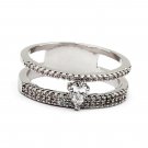 Silver water droplets double row with crystal ring