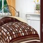 King Blanket Thick Warm Sumptuously Soft Plush Faux Fur Brown Beige Checks Bo...