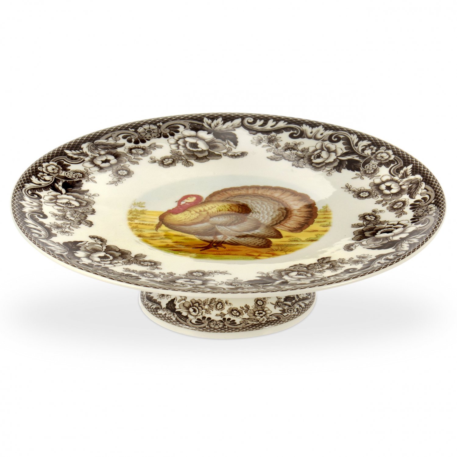 Spode Woodland Turkey Footed Cake Plate Spode
