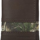 Real Tree Men's Trifold Wallet with Camo Inlay Brown One Size