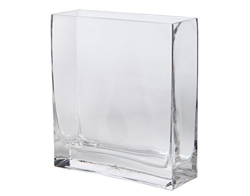 Hosley's Set of 2 Rectangular Glass Vases - 7.87" High - Ideal for Floral Arr...