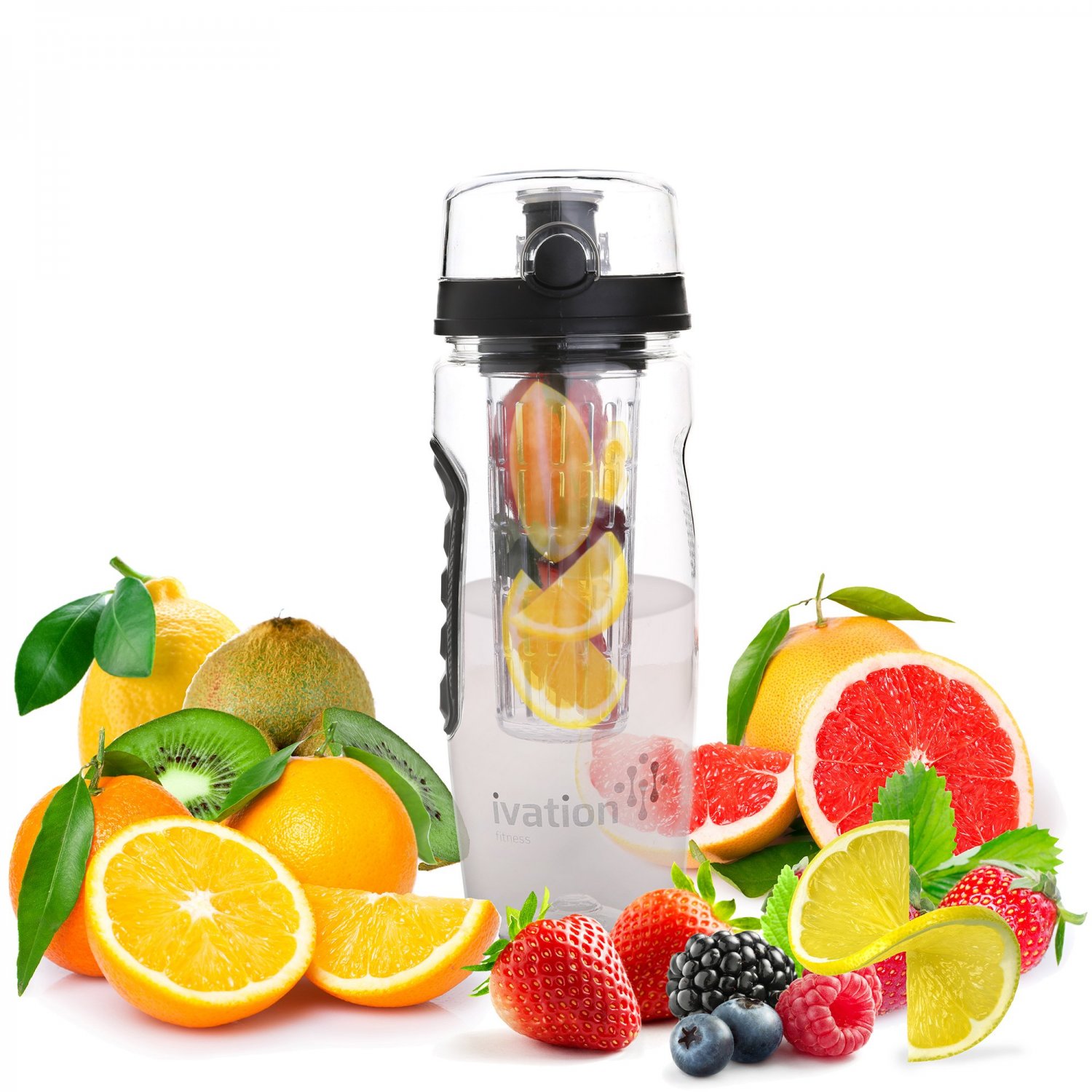 Ivation Infuser Water Bottle with Locking Flip - Top Lid-BPA-Free Plastic & E...
