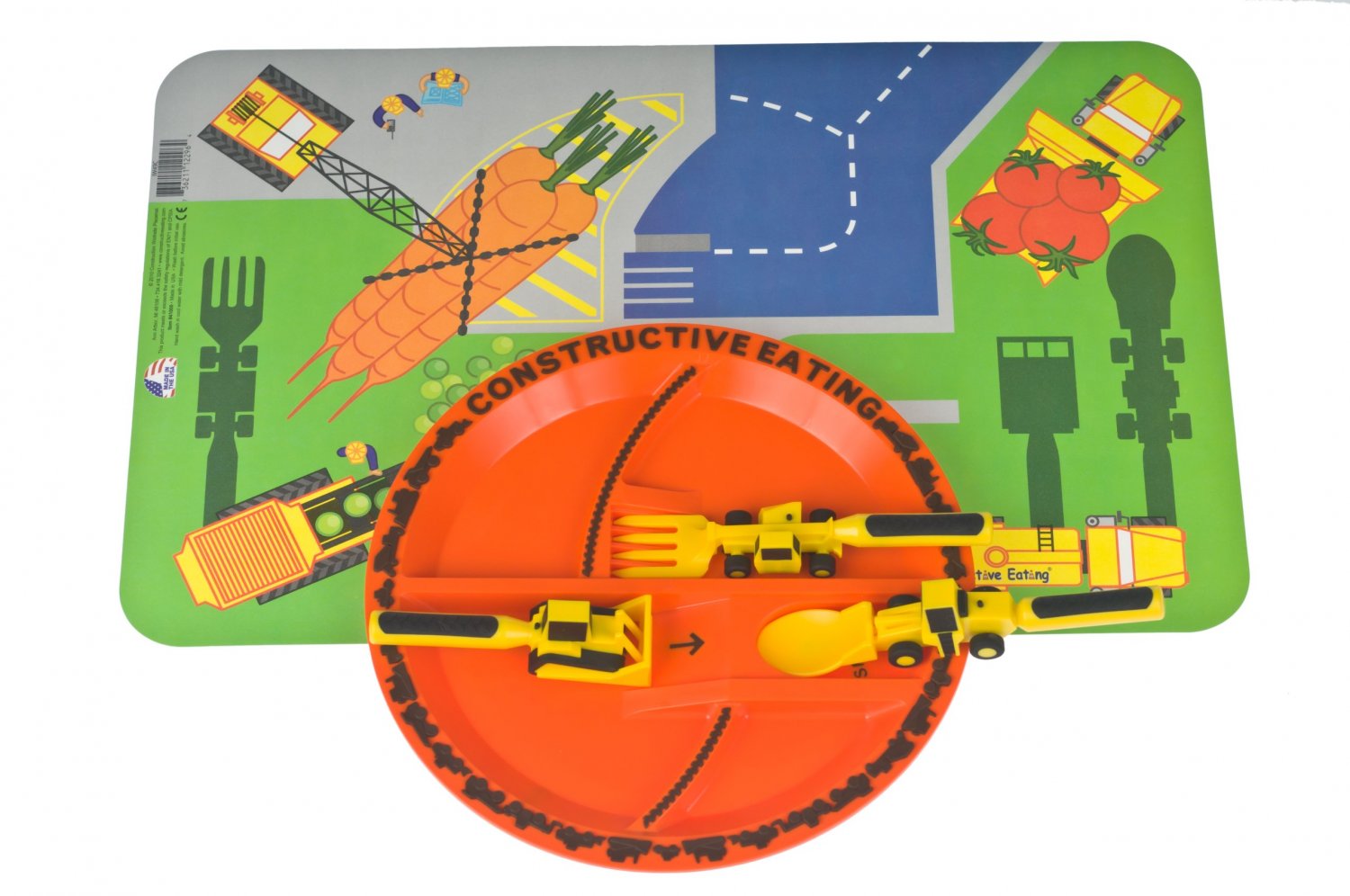 Constructive Eating Plate 3 Utensils & Placement set teaching tool