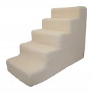 Best Pet Supplies Foam Stairs/Steps Suede COVER ONLY White Lambswool 5-Step