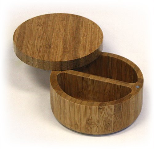 Simply Bamboo 2 Compartment Salt & Spice Box w/ Removable Rotating Magnetic Top