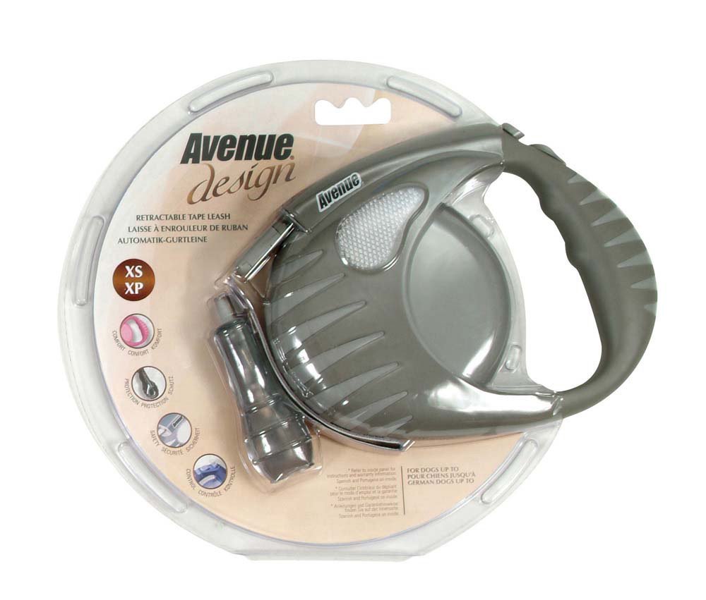 Avenue Design Retractable Tape Leash for Dogs Gray X-Small 10 Feet Avenue