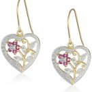 18k Yellow Gold-Plated Sterling Silver Ruby Heart Earrings Amazon Collection