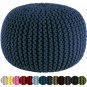 Cotton Craft - Hand Knitted Cable Style Dori Pouf - Blue - Floor Ottoman - 10...