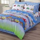 Chezmoi Collection 4-Piece Truck Tractor School Bus Police Car Microfiber She...