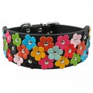 Berry PU Leather Flower Dog Collars for Medium and Large Dogs 2" wide adjusts...