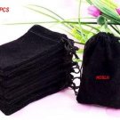 HOSL 100 Pieces Wholesale Lot - Black Velvet Cloth Jewelry Pouches / Drawstri...