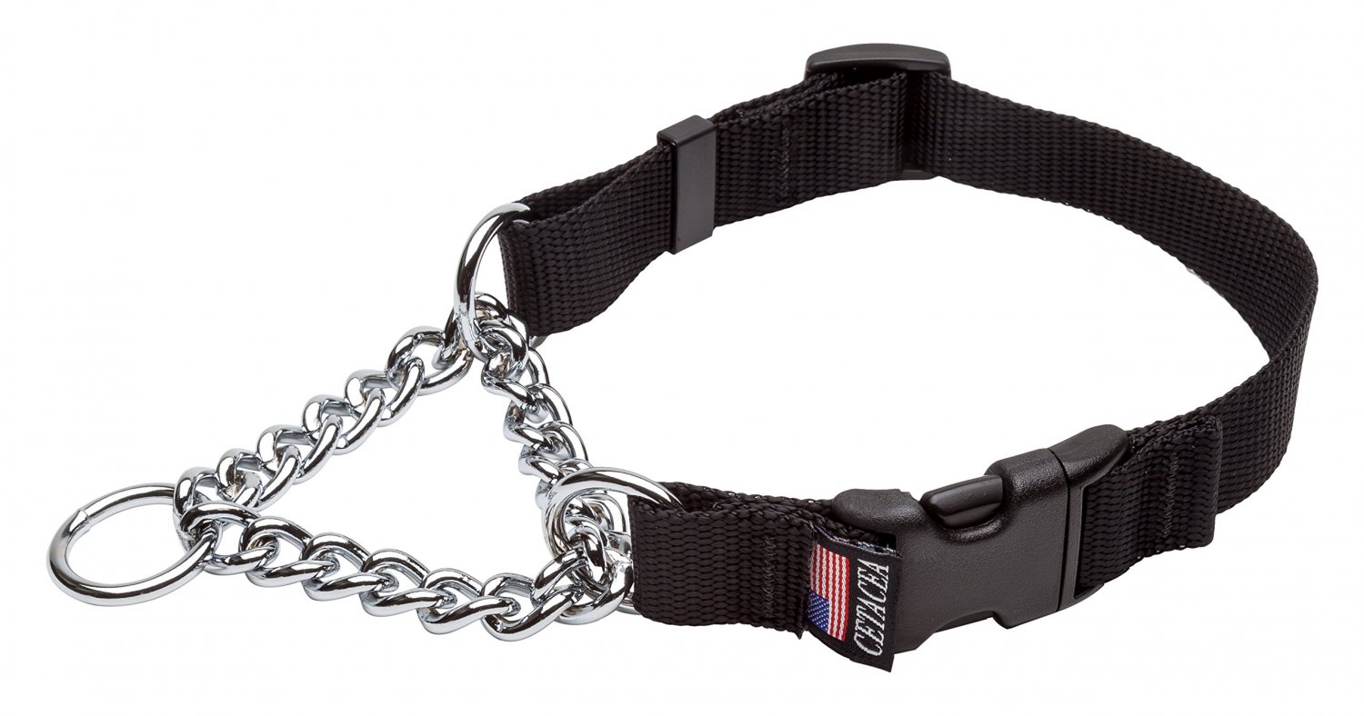 Cetacea Chain Martingale Dog/Pet Collar with Quick Release Black XSmall