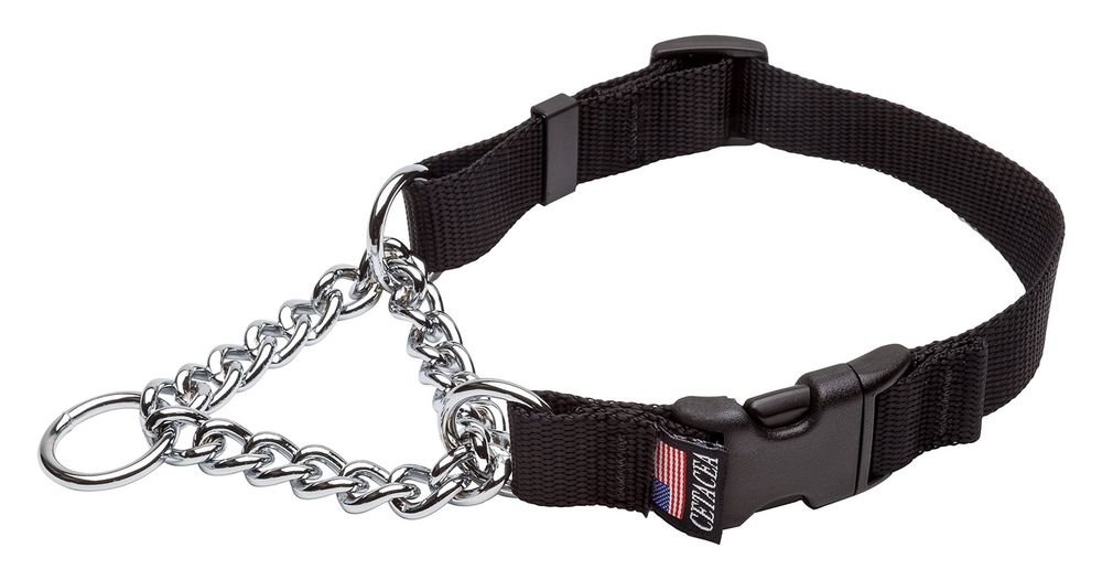 Cetacea Chain Martingale Dog/Pet Collar with Quick Release Black XSmall