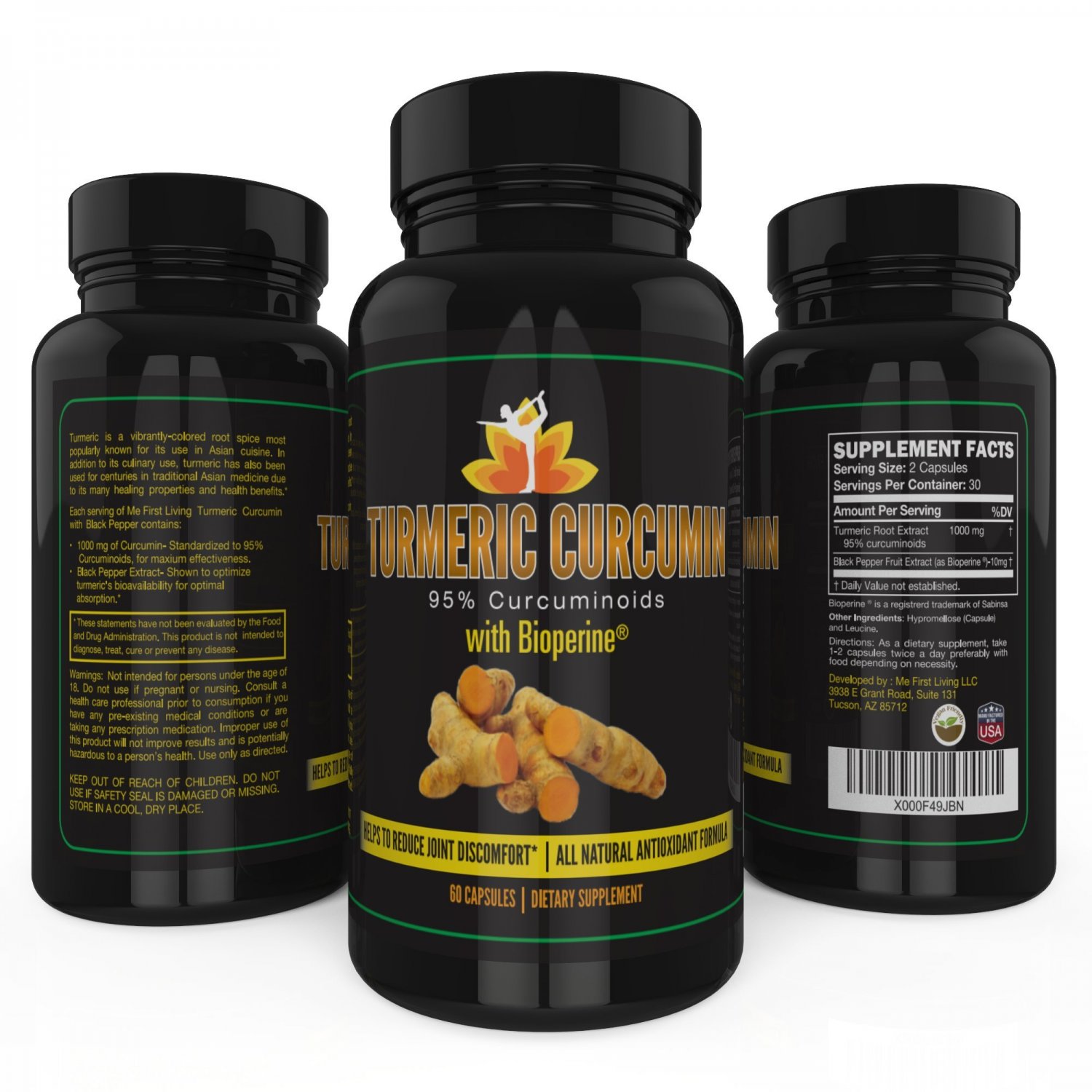 Me First Living Premium Turmeric Curcumin With Black Pepper 95