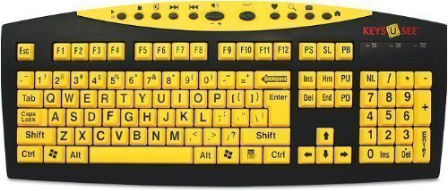 AbleNet Keys U See Print USB Wired Keyboard Yellow Keys with Large Black Prin...