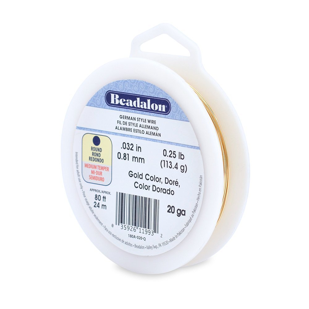 Beadalon 20-Gauge German Style Round Jewelry Wire 1/4-Pound Gold Beadalon