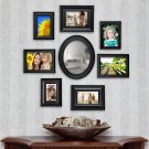 8 Piece Contemporary Black Picture Frame Set with Mirror Philip Whitney