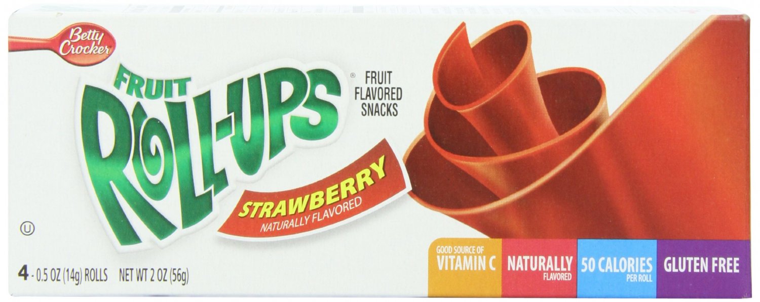 Fruit Roll-Ups Fruit Flavored Snacks Strawberry 4-Count Rolls (Pack of 18) NE...