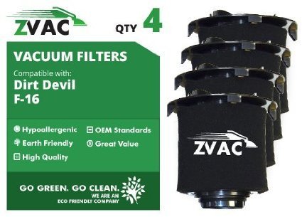 ZVac Dirt Devil F16 HEPA Filter and FOAM Filters (4 Pack) 2JW1000000