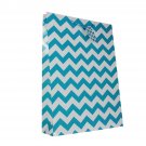12-PC Chevron Gift Bags Gloss Laminated Blue Jumbo Chevron Blue 18" - XL